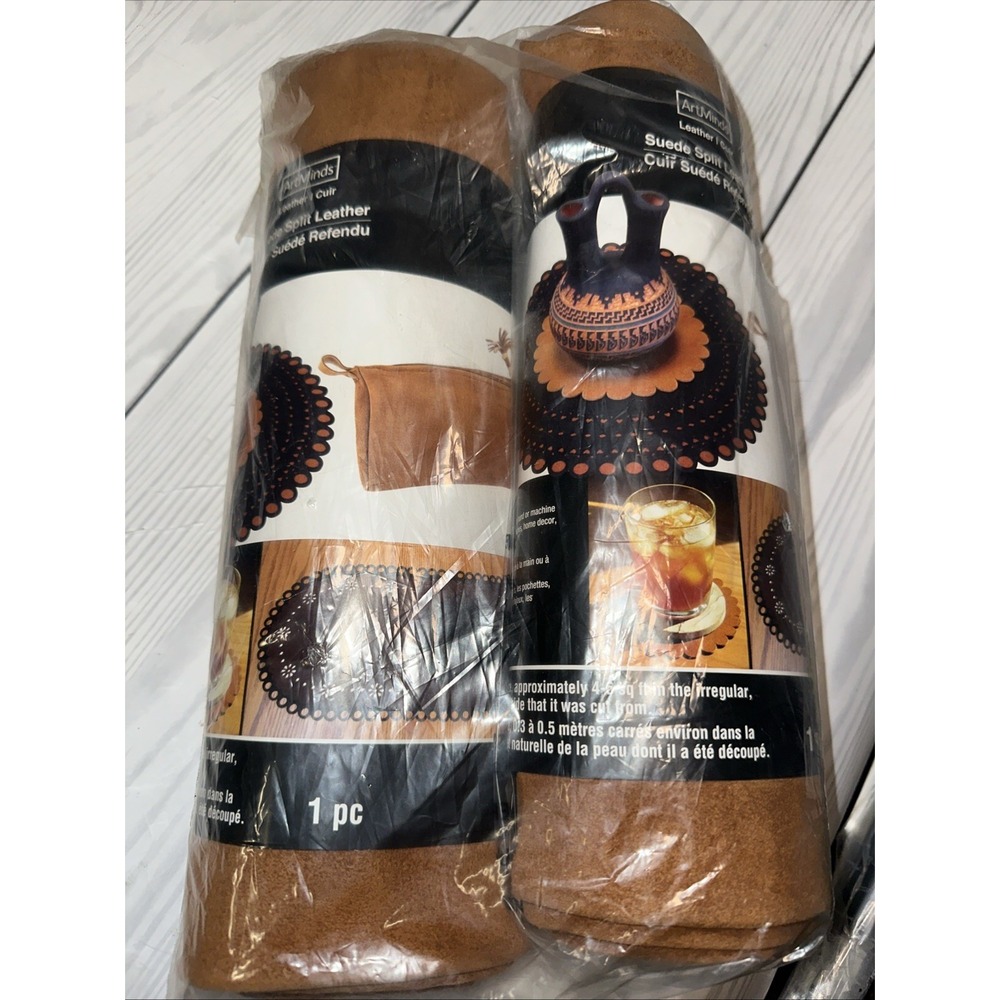 ArtMinds Suede‎ Split Leather Tan 2pc Set 4-6sq Ft Each NWT MSRP $100